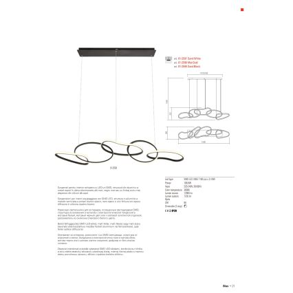 Redo 01-2599 - LED Dimmable chandelier on a string BIAS LED/108,6W/230V CRI 90 3000K black