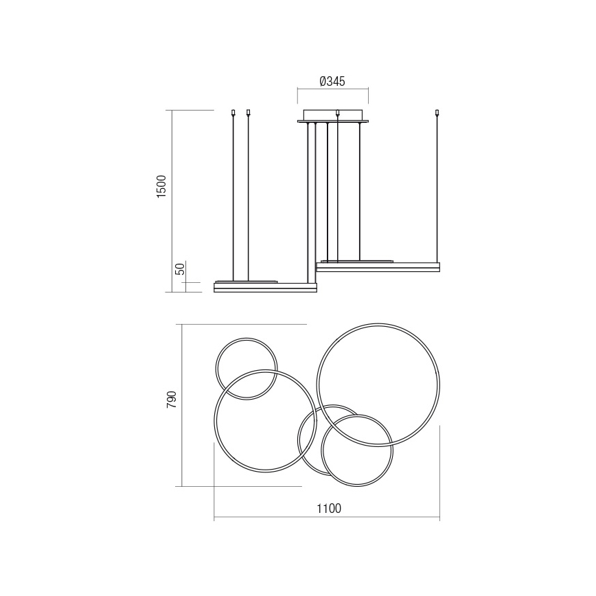 Redo 01-2608 - SIGUA LED Dimmable Cable-Suspended Chandelier LED/114W/230V CRI 90 White