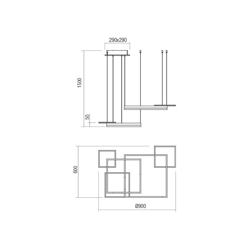 Redo 01-2613 - Dimmable SIGUA LED Cable Pendant Lamp, 110W/230V, CRI 90, Brown