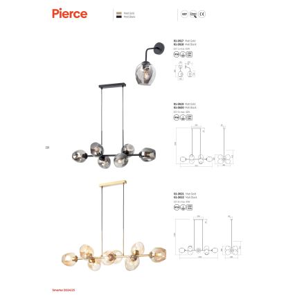 Redo 01-2617 - Wall lamp PIERCE 1xE27/42W/230V gold/smoky