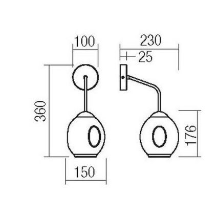 Redo 01-2617 - Wall lamp PIERCE 1xE27/42W/230V gold/smoky