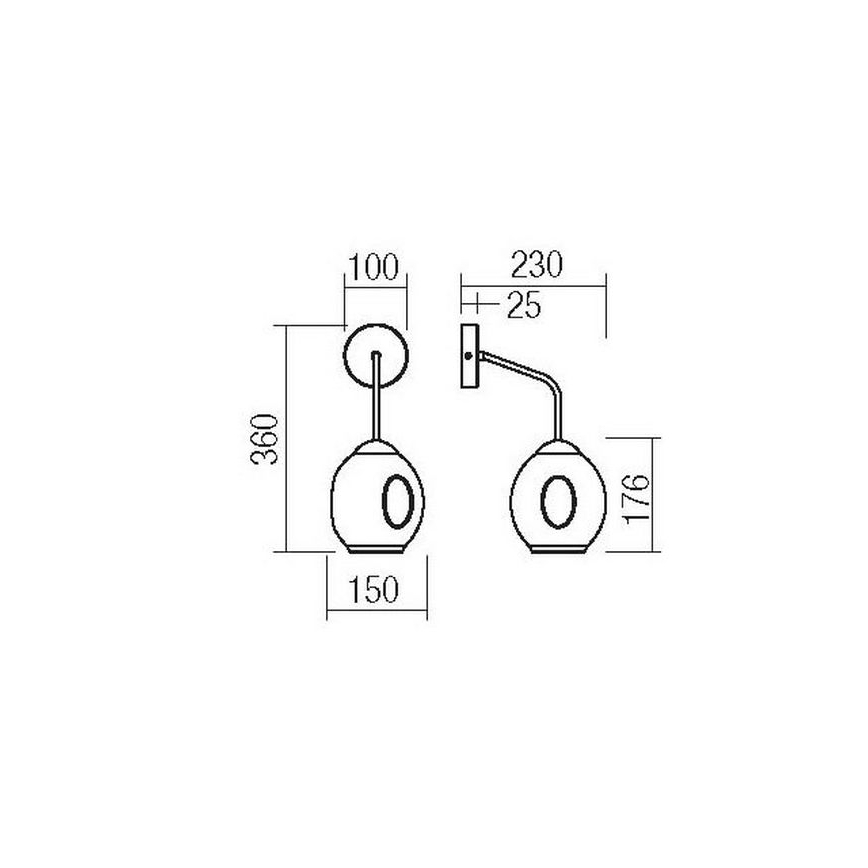 Redo 01-2617 - Wall lamp PIERCE 1xE27/42W/230V gold/smoky