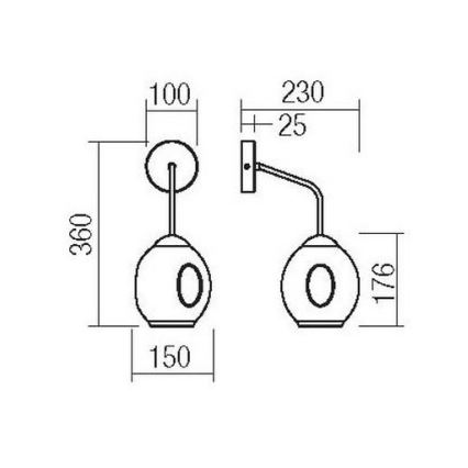 Redo 01-2618 - Wall lamp PIERCE 1xE27/42W/230V black/smoky