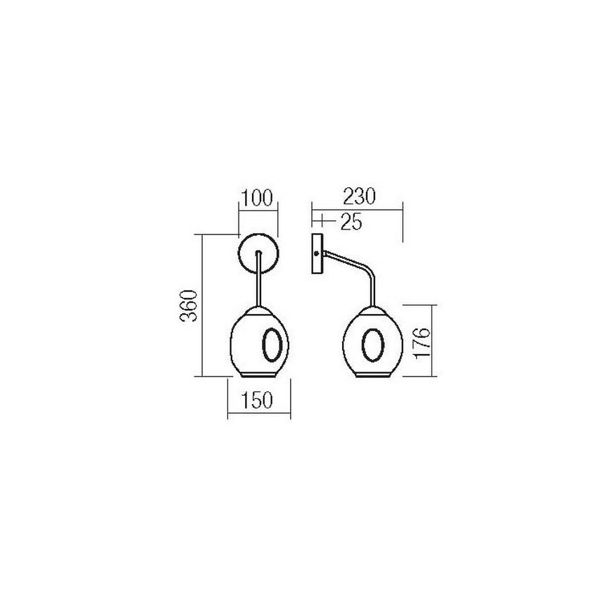 Redo 01-2618 - Wall lamp PIERCE 1xE27/42W/230V black/smoky