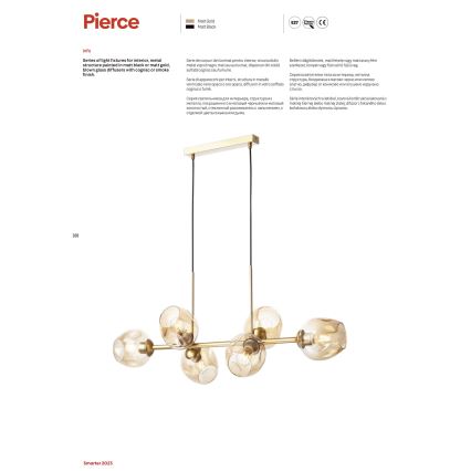Redo 01-2619 - Chandelier on a string PIERCE 6xE27/42W/230V gold/smoky