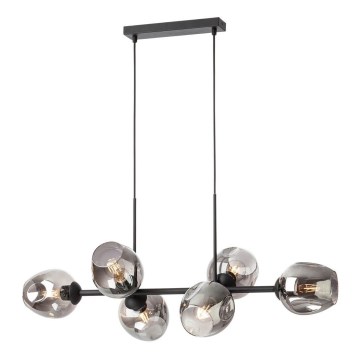 Redo 01-2620 - Chandelier on a string PIERCE 6xE27/42W/230V black/smoky