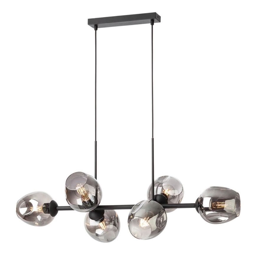 Redo 01-2620 - Chandelier on a string PIERCE 6xE27/42W/230V black/smoky