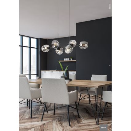 Redo 01-2620 - Chandelier on a string PIERCE 6xE27/42W/230V black/smoky