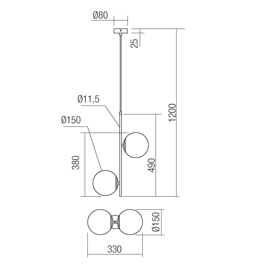 Redo 01-2625 - Chandelier on a string NIVA 2xE14/28W/230V
