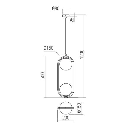 Redo 01-2626 - Chandelier on a string NIVA 2xE14/28W/230V