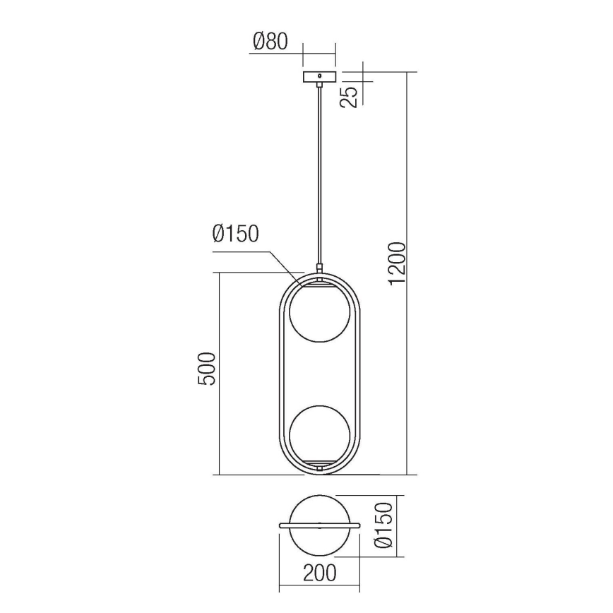 Redo 01-2626 - Chandelier on a string NIVA 2xE14/28W/230V