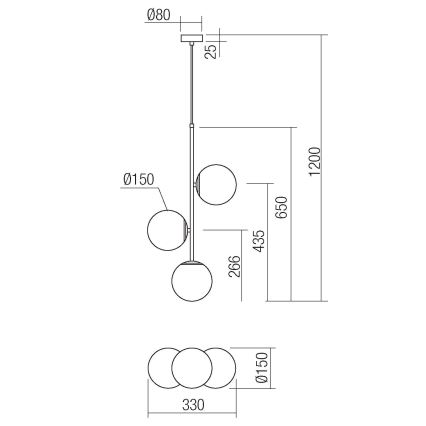 Redo 01-2627 - Chandelier on a string NIVA 3xE14/28W/230V