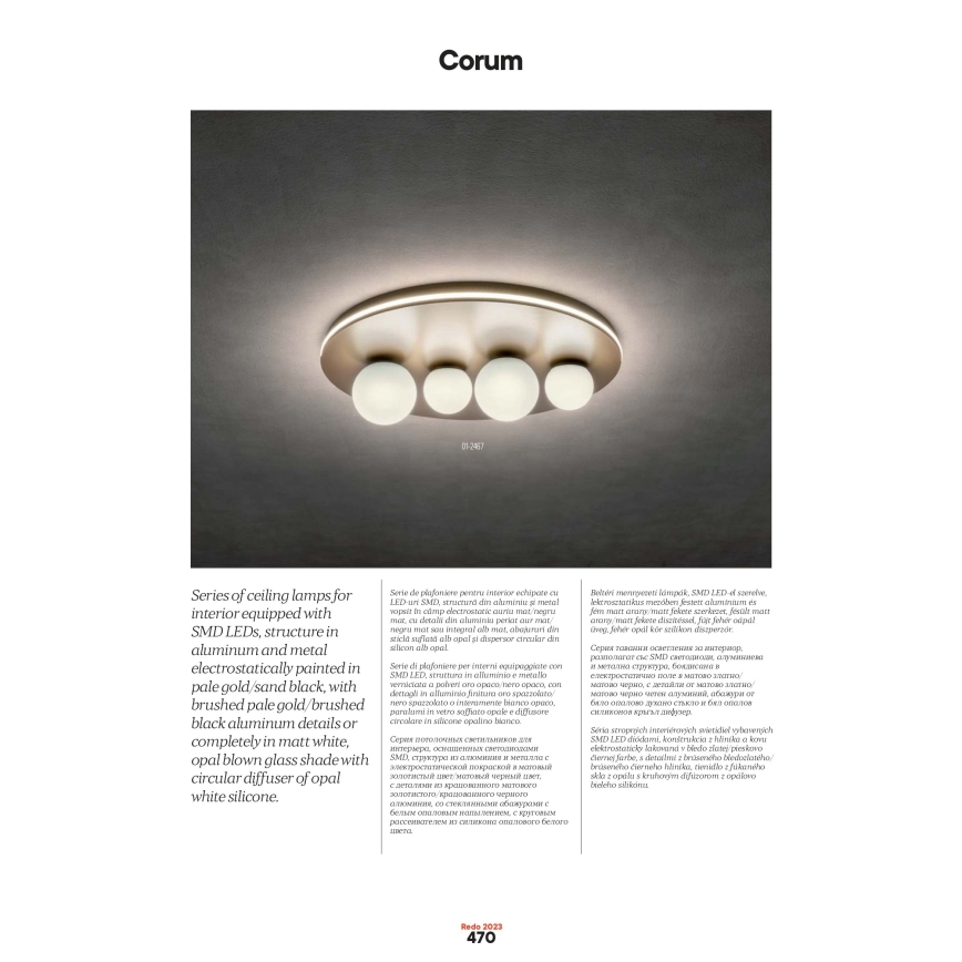 Redo 01-2657 - LED Ceiling Light CORUM LED/48W/230V 3000K CRI 90 white