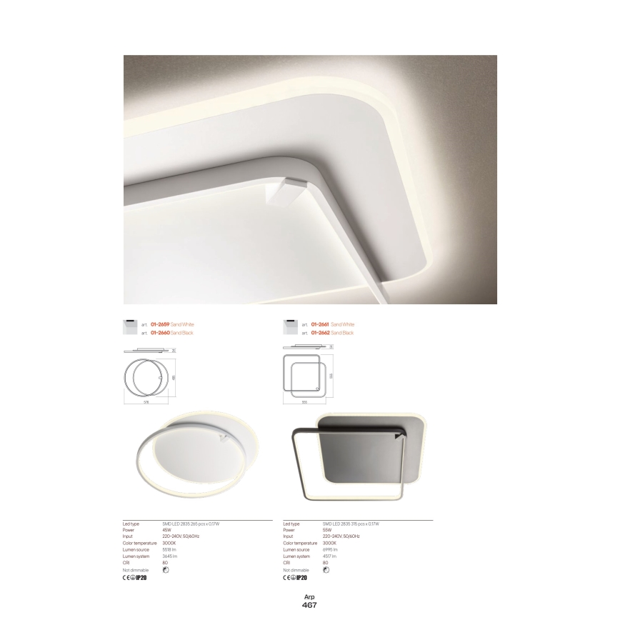 Redo 01-2660 - LED Ceiling light ARP LED/45W/230V black