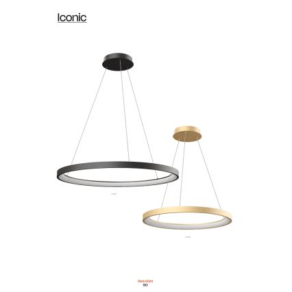 Redo 01-2674- LED Dimmable chandelier on a string ICONIC LED/50W/230V d. 58 cm black