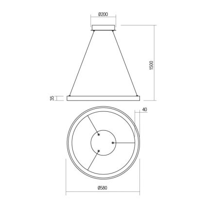 Redo 01-2674- LED Dimmable chandelier on a string ICONIC LED/50W/230V d. 58 cm black