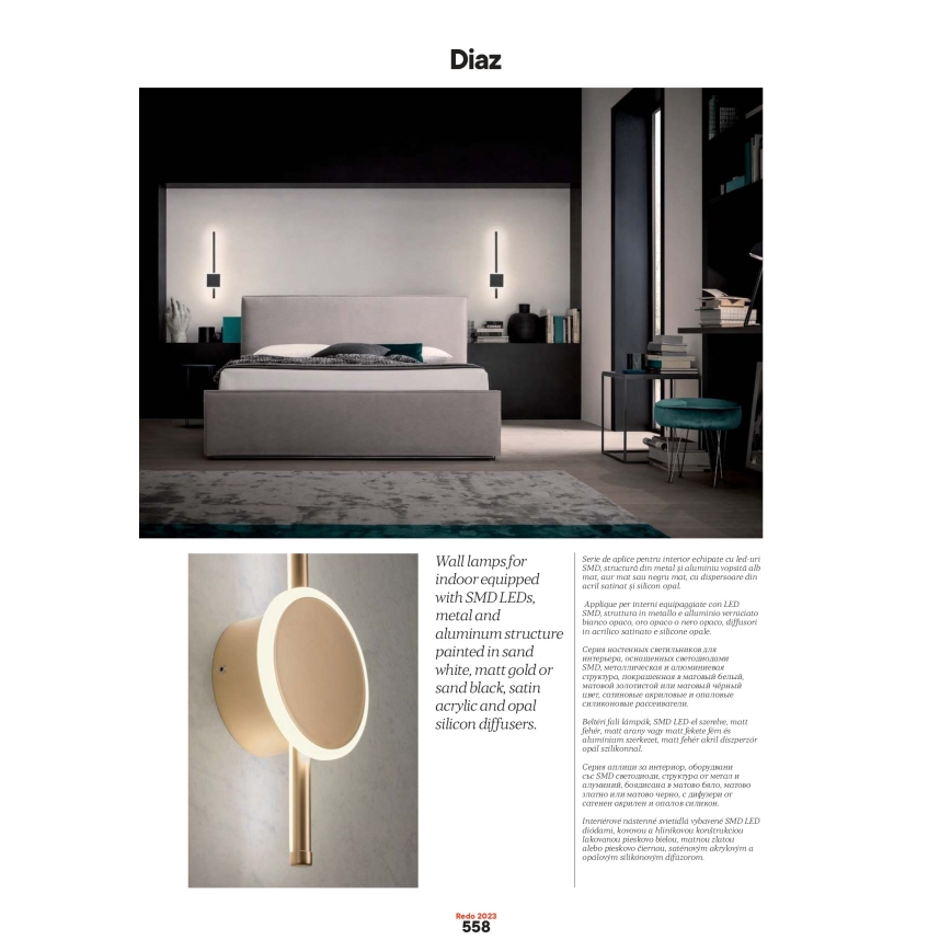 Redo 01-2696 - DIAZ LED Wall Light LED/20W/230V CRI 90 White