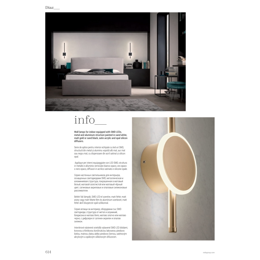 Redo 01-2701 - LED Wall light DIAZ LED/18W/230V CRI 90 black