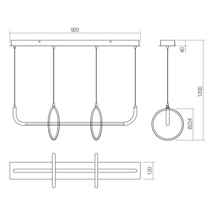 Redo 01-2705 - Cable-suspended LED pendant OLIMP LED/40W/230V 3000/4000/6500K black