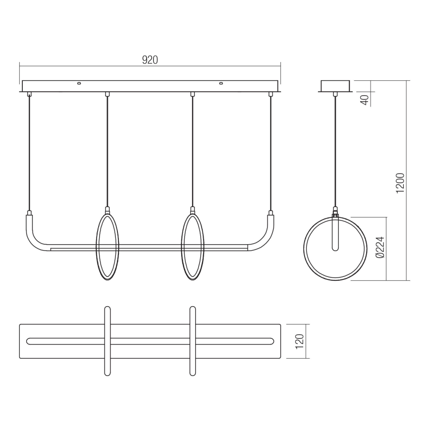 Redo 01-2705 - Cable-suspended LED pendant OLIMP LED/40W/230V 3000/4000/6500K black