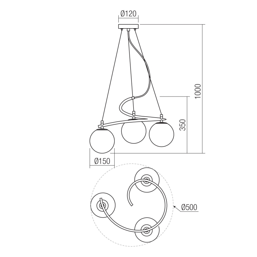 Redo 01-2716 - Chandelier on a string VOLLEY 3xE14/28W/230V black