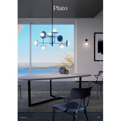 Redo 01-2734 - Chandelier on a pole PLATO 6xG9/10W/230V black
