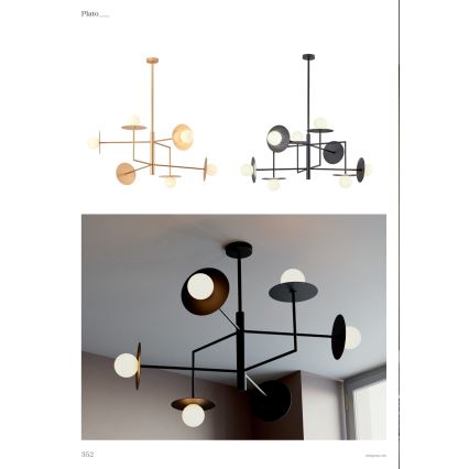 Redo 01-2734 - Chandelier on a pole PLATO 6xG9/10W/230V black