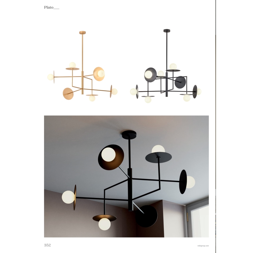 Redo 01-2734 - Chandelier on a pole PLATO 6xG9/10W/230V black