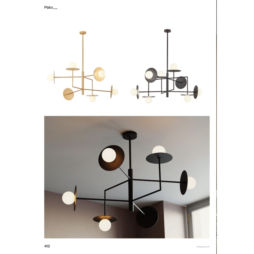 Redo 01-2735 - PLATO Rod Chandelier 8xG9/10W/230V, Gold