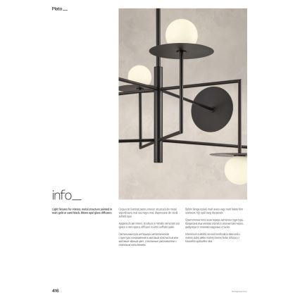 Redo 01-2735 - PLATO Rod Chandelier 8xG9/10W/230V, Gold