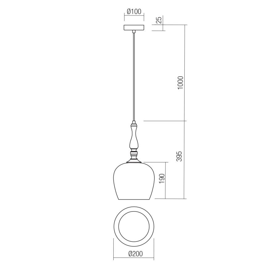Redo 01-2740 - Chandelier on a string TOLL 1xE27/42W/230V bronze
