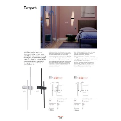Redo 01-2747 - TANGENT LED Wall Light, 13W / 230V, 3000K, 63.4 cm, CRI 90, Black