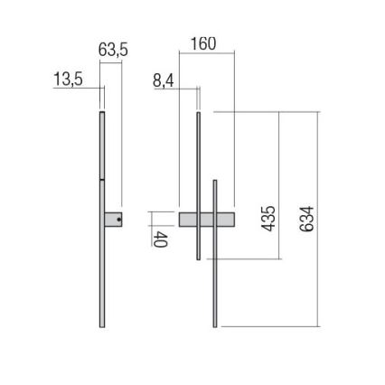 Redo 01-2747 - TANGENT LED Wall Light, 13W / 230V, 3000K, 63.4 cm, CRI 90, Black