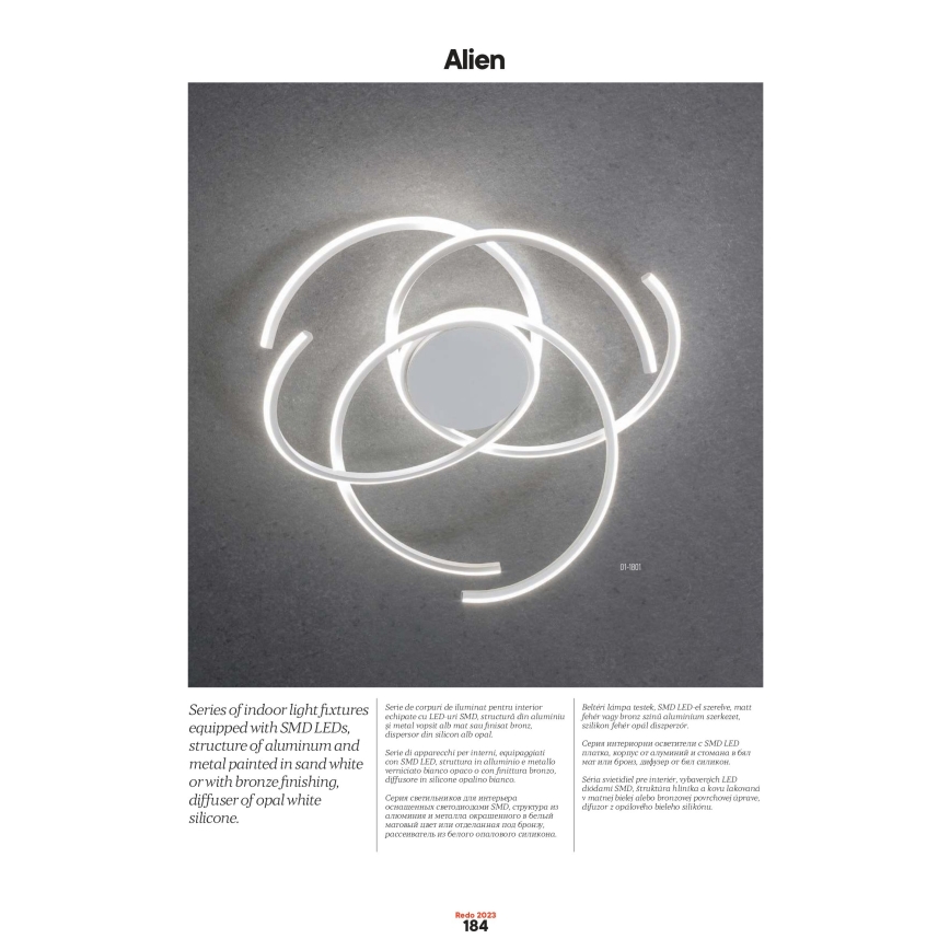 Redo 01-2748 - LED Dimmable ceiling light ALIEN LED/75W/230V 3000K d. 90 cm white