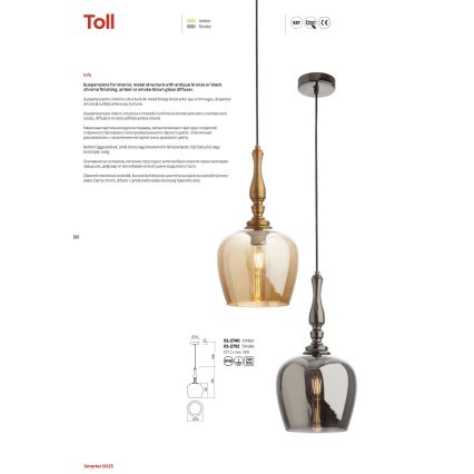 Redo 01-2752 - Chandelier on a string TOLL 1xE27/42W/230V black