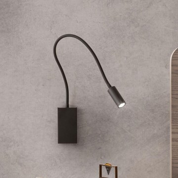Redo 01-2755 - LED Flexible small lamp WALLIE LED/3W/230V USB CRI 90 black