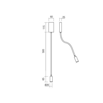 Redo 01-2755 - LED Flexible small lamp WALLIE LED/3W/230V USB CRI 90 black