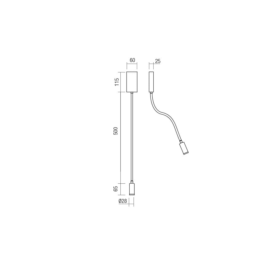 Redo 01-2755 - LED Flexible small lamp WALLIE LED/3W/230V USB CRI 90 black