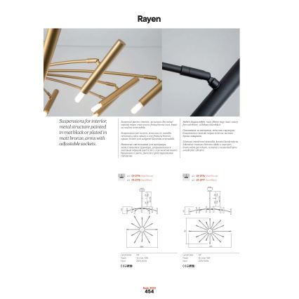 Redo 01-2774 - Chandelier on a pole RAYEN 12xG9/10W/230V bronze