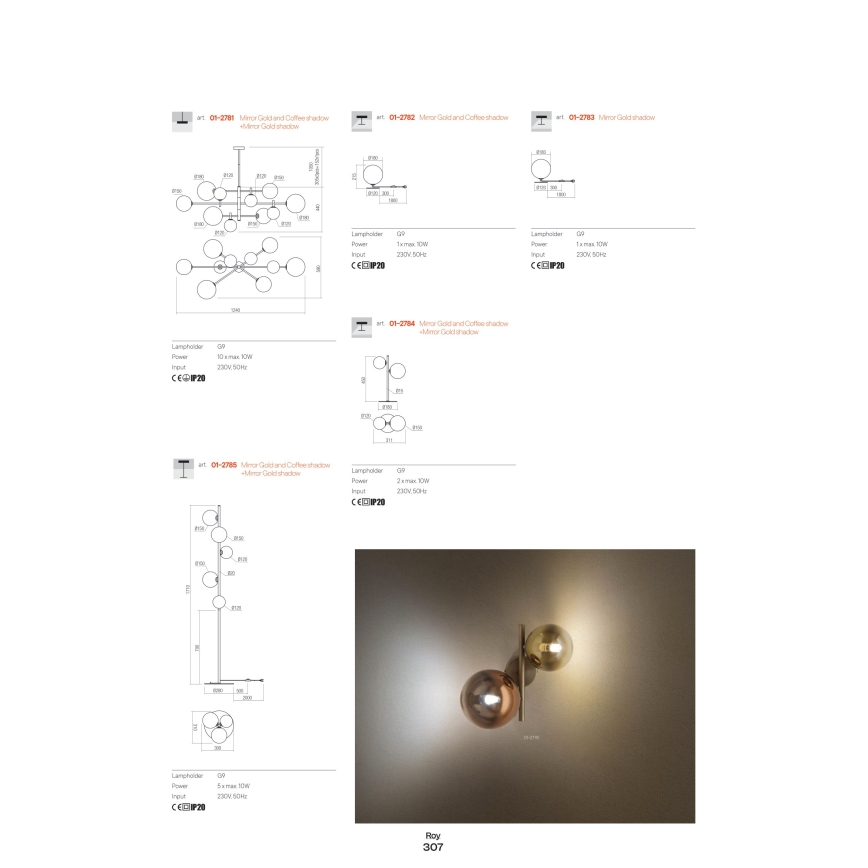 Redo 01-2778 - Wall light ROY 2xG9/10W/230V