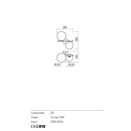 Redo 01-2778 - Wall light ROY 2xG9/10W/230V