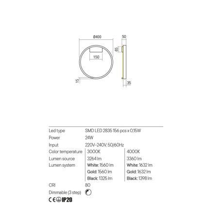 Redo 01-2819 - LED Dimmable wall light FEBE LED/24W/230V black