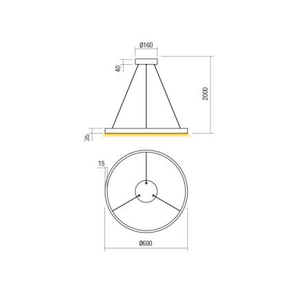 Redo 01-2865 - FEBE Dimmable cable-hung pendant LED/37W/230V Gold