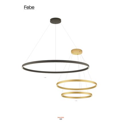 Redo 01-2889 - LED Dimmable Cable Pendant Light FEBE LED/62W/230V Gold