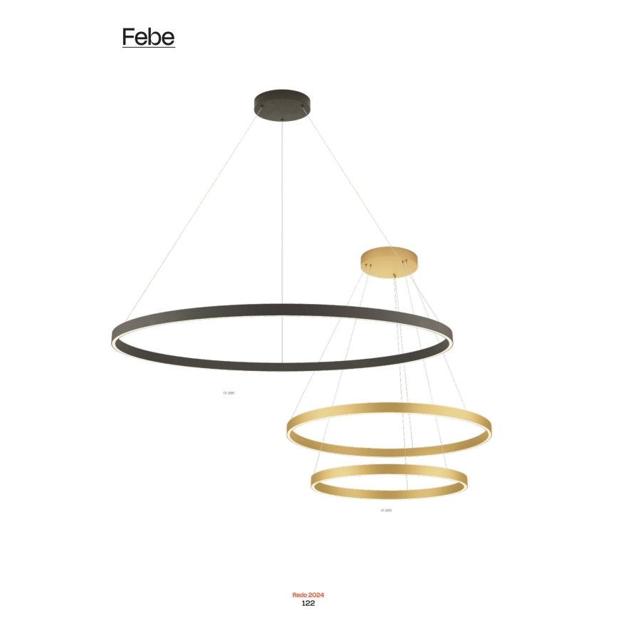 Redo 01-2889 - LED Dimmable Cable Pendant Light FEBE LED/62W/230V Gold