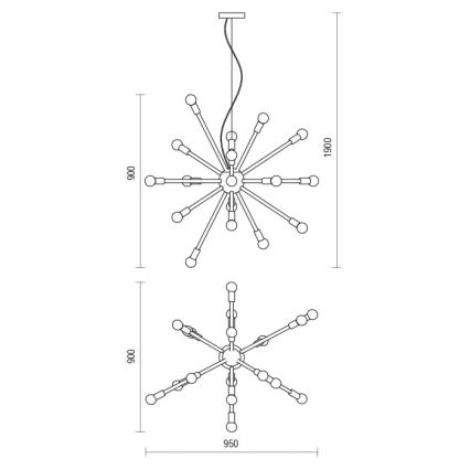 Redo 01-2936 - Chandelier on a string STELLAR 18xE14/25W/230V black