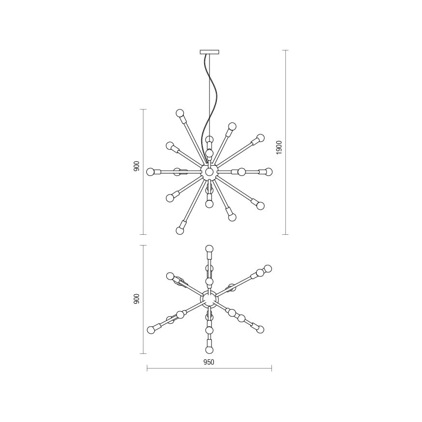 Redo 01-2936 - Chandelier on a string STELLAR 18xE14/25W/230V black