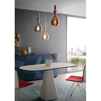 Redo 01-2939 - AMBIX cable-hung pendant light 1xE27/42W/230V, diam. 18 cm, brown