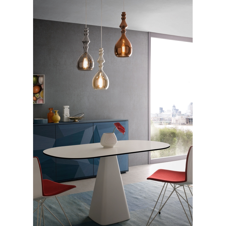 Redo 01-2939 - AMBIX cable-hung pendant light 1xE27/42W/230V, diam. 18 cm, brown