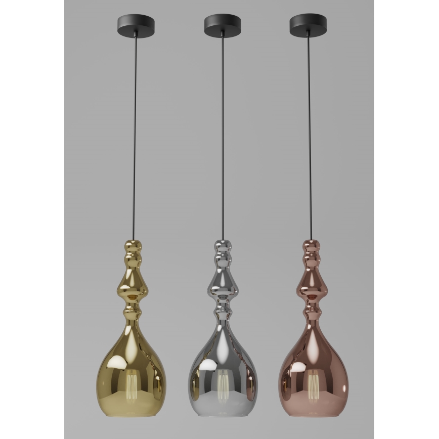 Redo 01-2939 - AMBIX cable-hung pendant light 1xE27/42W/230V, diam. 18 cm, brown